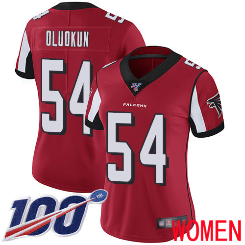 Atlanta Falcons Limited Red Women Foye Oluokun Home Jersey NFL Football #54 100th Season Vapor Untouchable